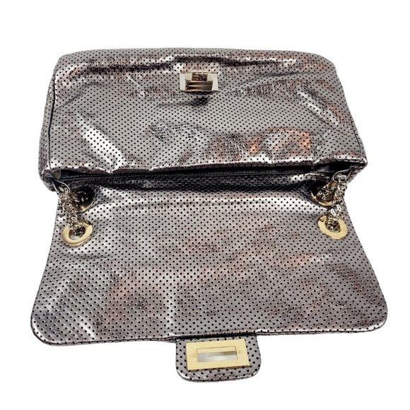 NEW Chanel Silver Metallic Perforated 2.55 Bag - Picture 6 of 14